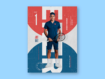Roger Federer Sport Poster 02 blue design editorial editorial design federer graphic design old photoshop poster psd roger federer scratch sports design