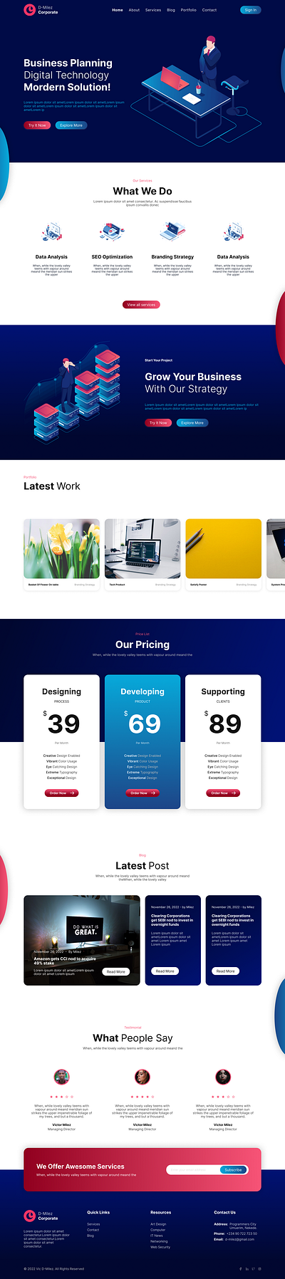 Fictional Corporate website landing page UI Design business corporate design product design ui ux website