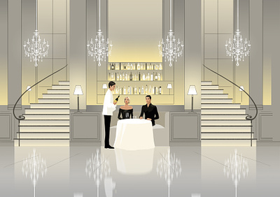 Luxury Travel character digital folioart hotel illustration interior jason brooks luxury travel