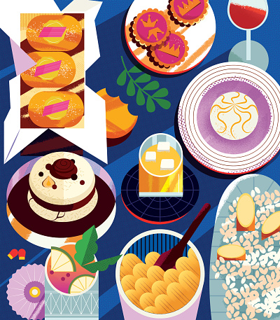 Street Party coronation digital editorial folioart food illustration maite franchi royal texture