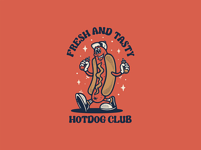 Hotdog Character animation brand branding character classic clothing design food graphic design hotdog illustration logo print retro soziz style vector vintage