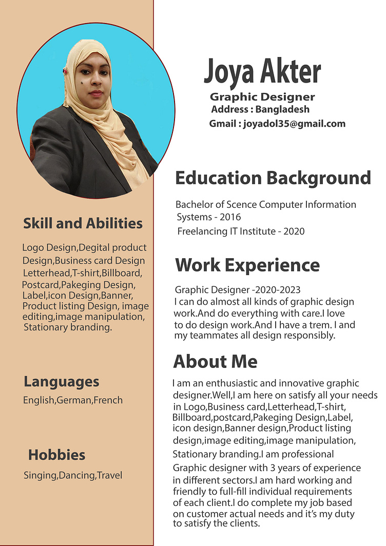 My CV Design by Mst.Umme Joynab Akter on Dribbble