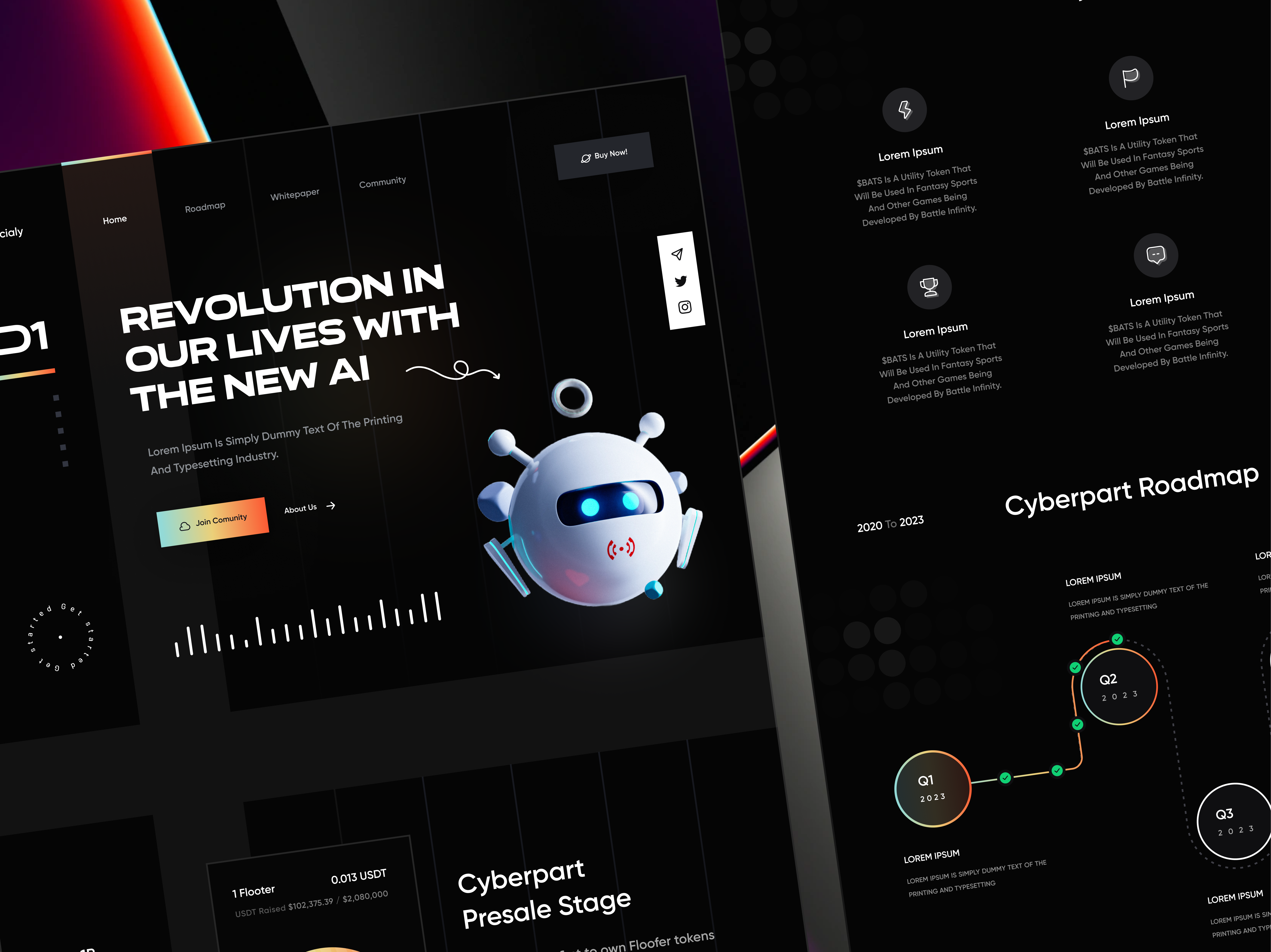 CyberArt :: Token Landing page 🛸 blockchain branding clean cryptocurrency defi graphic design illustration landing page landing page design modern nft token ui uiux ux web design web3 website