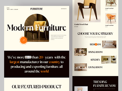 Furniture Web Design: Landing Page / Home Page UI ecommerce foysal furniture furniture website design interior interior studio landing page sofa web design woocommerce