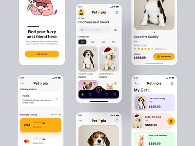 Pet Shop Mobile App Design app design branding design e commerce e commerce app falconthought illustration ios landing page logo mobile app mobile app design mobile design pet app pet shop mobile app design shop app ui ux vector website