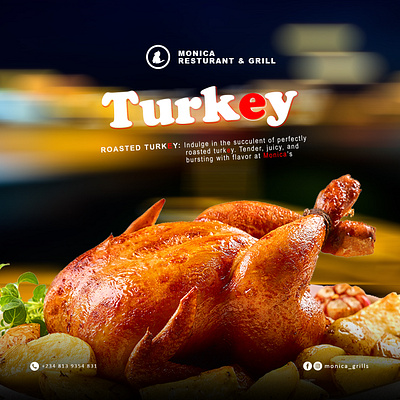 Monica turkey advert brand branding design flyer graphic design illustration logo