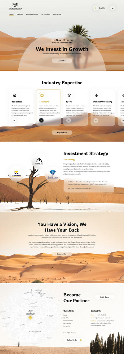 Investment industry arabia branding desert design finance glass morphism homepage investment logo saudi ui website websitedesign