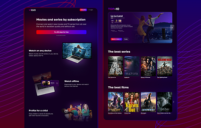 vievo / streaming service design home page landing landing page logo movie streaming service ui ux web website