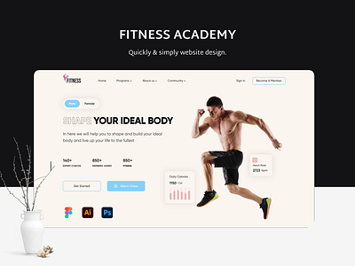 Website design for a Fitness Academy app apps design best ui design best ui designer better user experience design fitness website design graphic design gym illustration ios design landing page desgin top saler ui ux user interface design website design