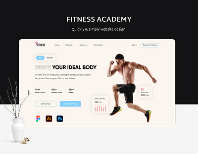 Website design for a Fitness Academy app apps design best ui design best ui designer better user experience design fitness website design graphic design gym illustration ios design landing page desgin top saler ui ux user interface design website design