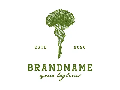 Root Knife Logo design engraved illustration inspiration logo logo for sale vector vintage vintage logo