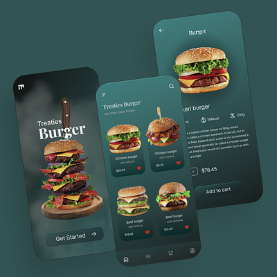 Burger ordering mobile app buger burger app dark theme design design food app food ordering app mobile app mobile design ui ux