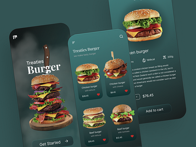 Burger ordering mobile app buger burger app dark theme design design food app food ordering app mobile app mobile design ui ux