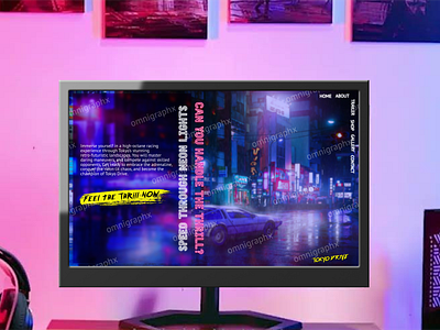 Tokyo Drive 80s anime cyberpunk funky game gaming graphic design hero page holographic landing page neon nft nightstyle pink purple retro synthwave tokyo ui ux