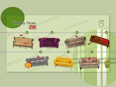 Simply Seats abstracts brutalism cheeky childish e commerce fun furniture green hero page horizontal scroll illustration joyful one page playful quirky sale shapes simple ui ux