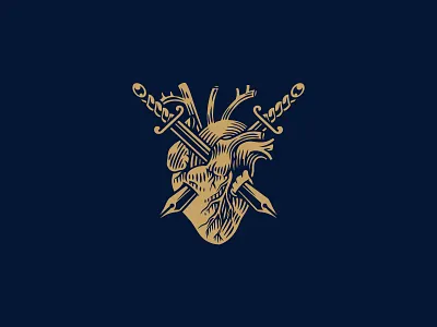 Heart Stab badge branding classic handdrawn illustration vintage