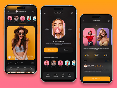 Social Media App ( instagram redesign ) app chat gallery influencer instagram instagram redesign live message mobile onlyfans post profile social social app social media social network subscribe video video call video live