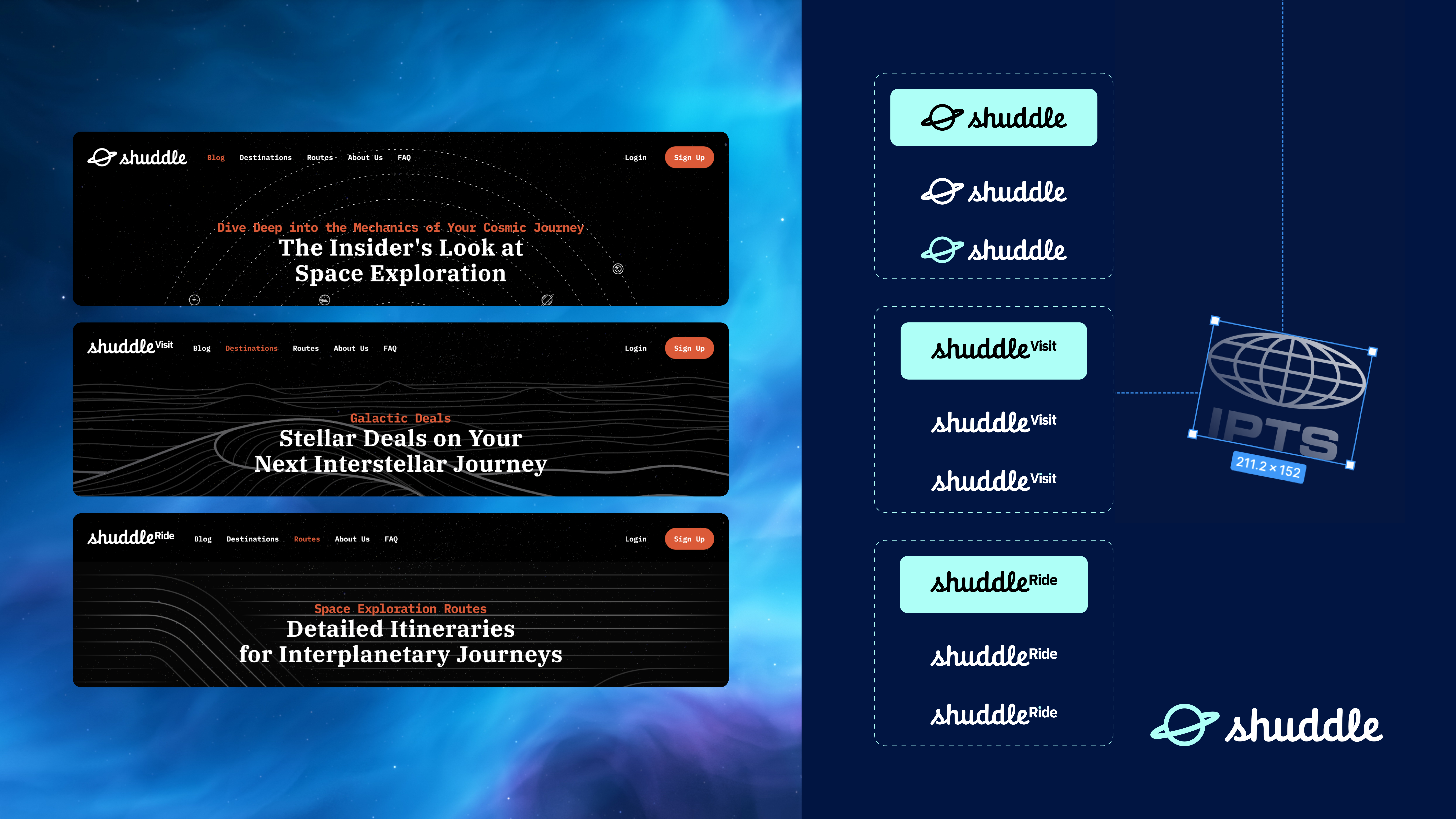 Intro Image: Transformation of IPTS logo to Shuddle's and variants