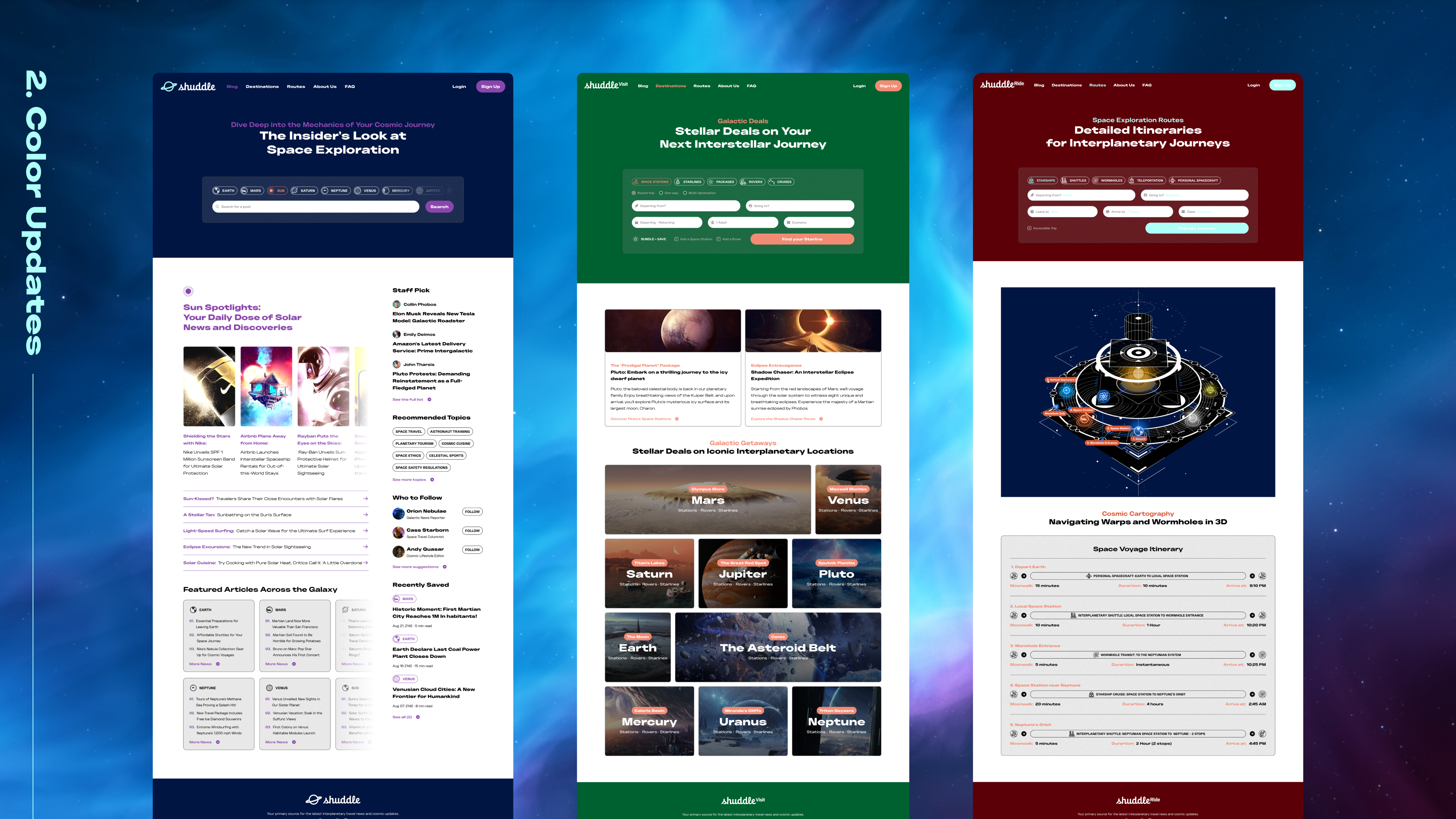 IPTS website pages with Shuddle's new color palette.
