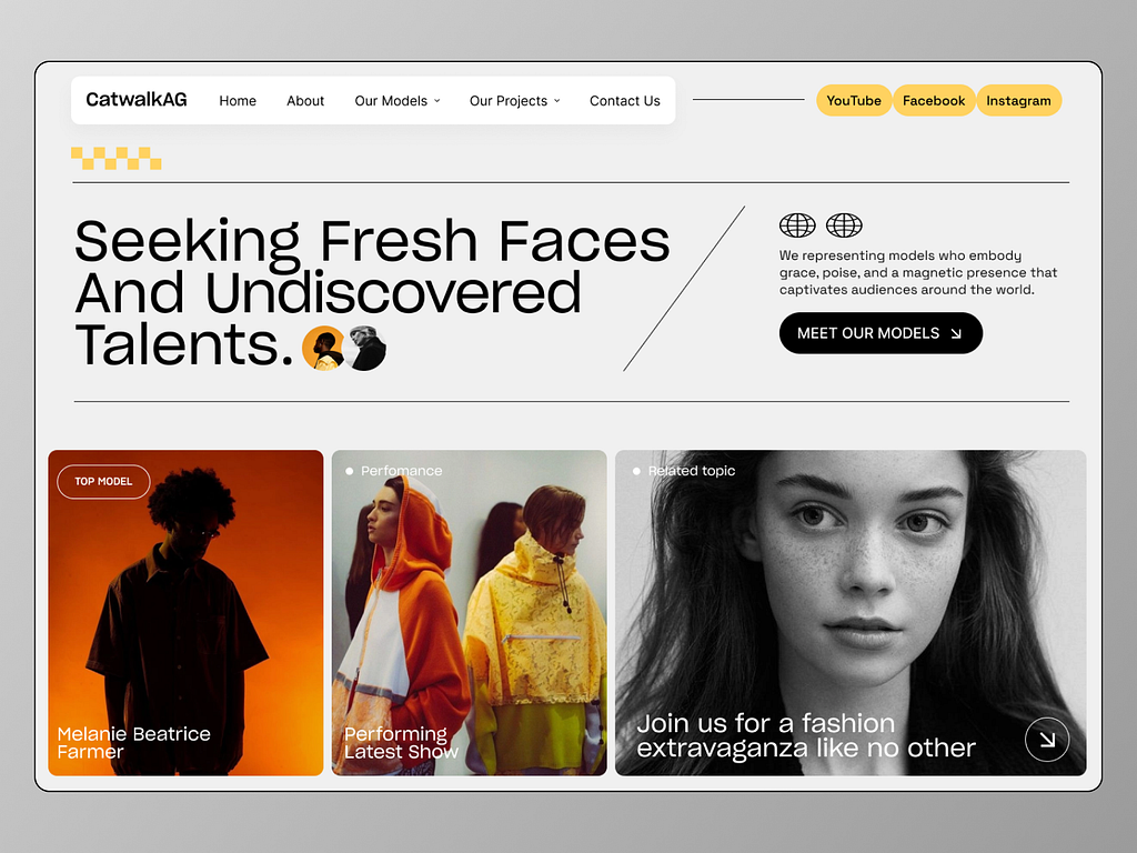 Modern Model Agency website design by Pauline D. on Dribbble