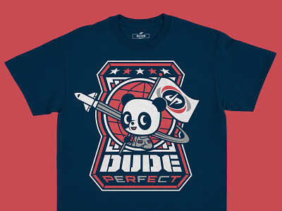 Astropanda Tee (2) america astronaut dude perfect dudeperfect flag globe graphic tee mascot panda rocket shirt space space shuttle spaceship stars t shirt tee tee shirt usa