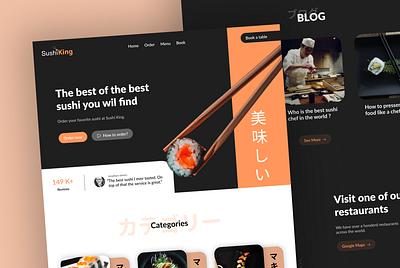 Sushi website design app design figma fish food japanese logo maki order reservation restaurant seafood sushi ui ux web website