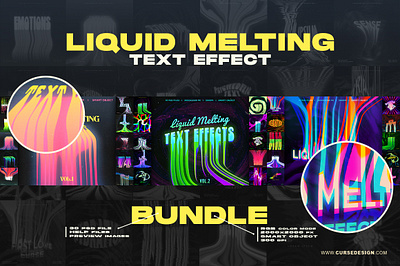 Liquid Melting Text Effects Bundle retrowave text