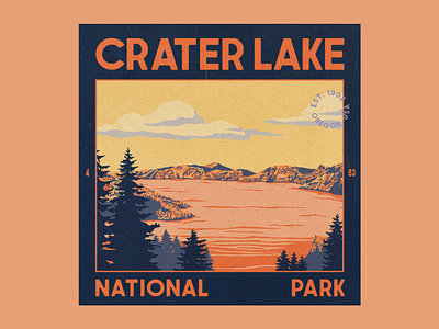 Crater Lake crater lake design illustration national park oregon post card texture trees type typography vintage