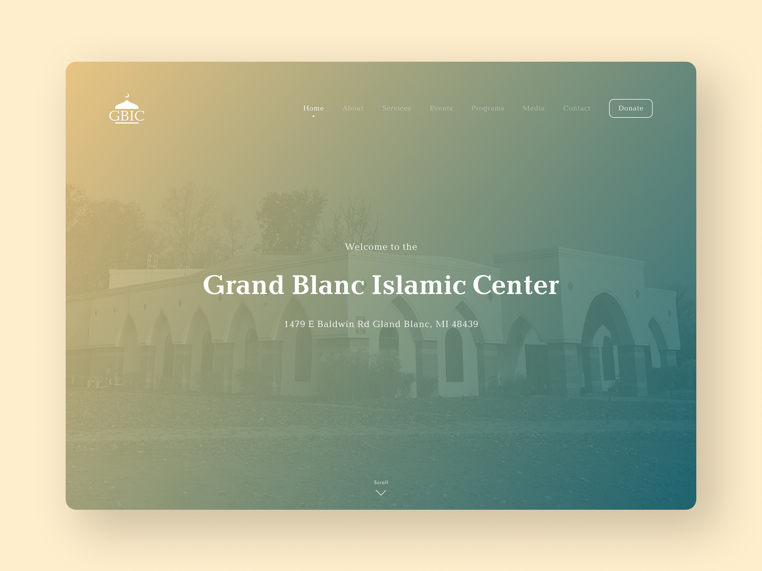 Grand Blanc Islamic Center - Hero Section Design hero hero design hero section hero section design islam islamic islamic website masjid masjid website mosque mosque website muslim muslim website web web design web ui web ux website website design website hero