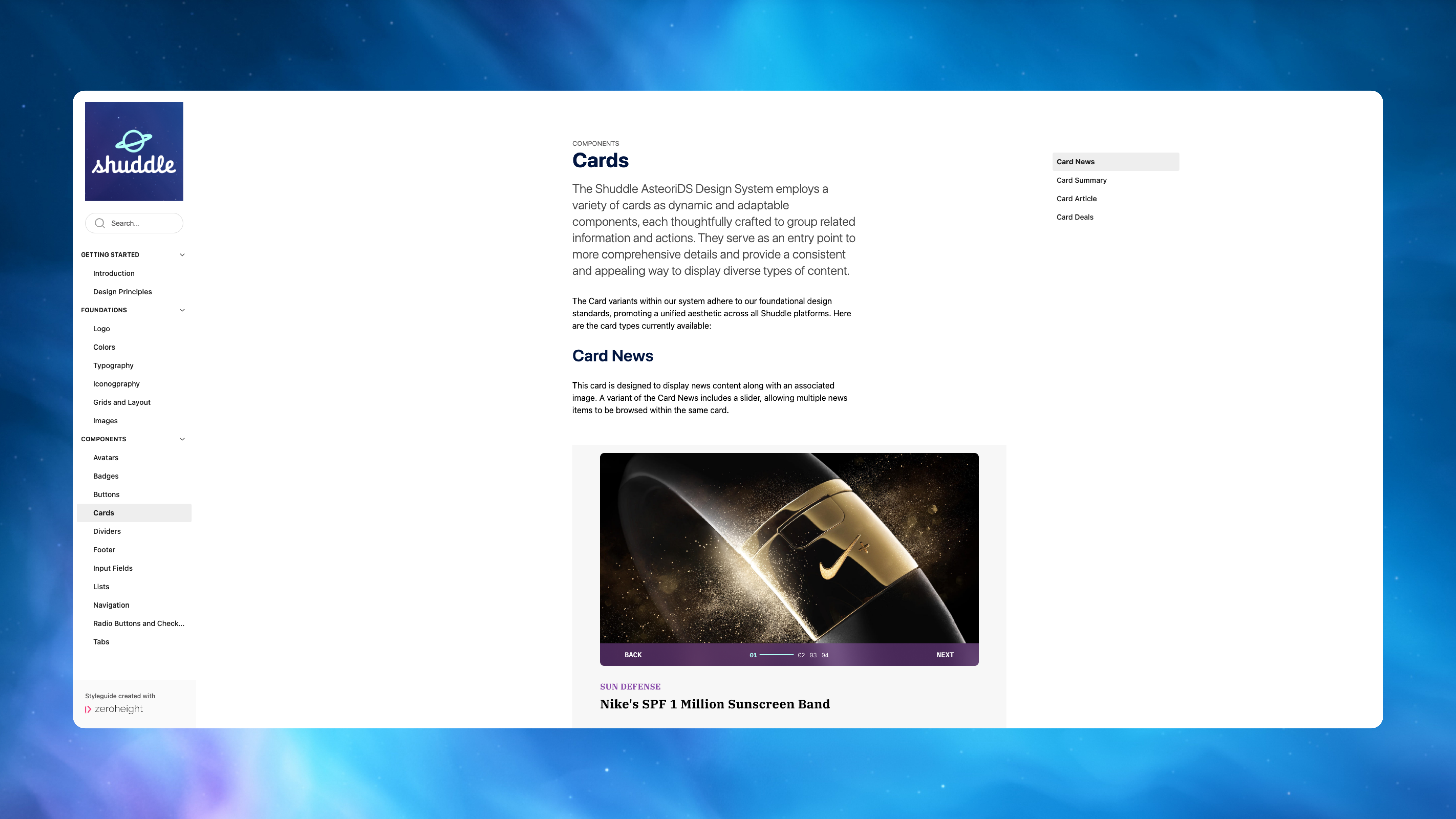 Shuddle's Reference Site: Cards Page