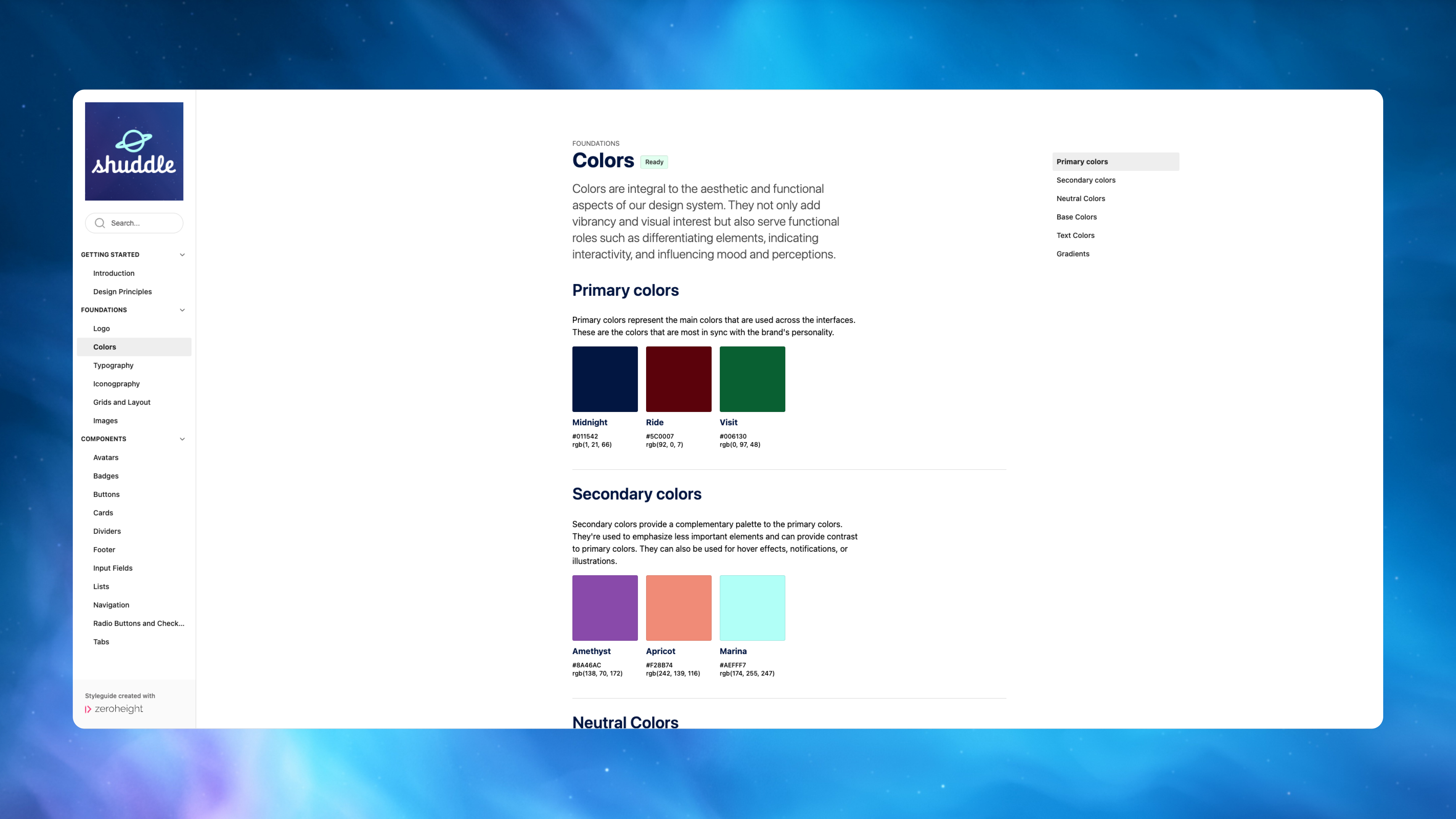 Shuddle's Reference Site: Colors Page