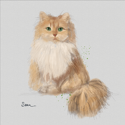 Digital watercolor cat digital painting graphic design illustration