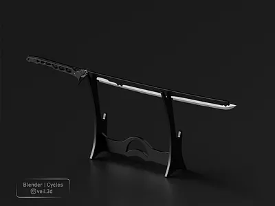 ⛩️⚔️👹 3d 3d illlustration 3d render cyberpunk design illustration isometric katana low poly