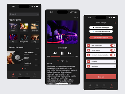 Music & Podcasts app app app design ios iosdesign mobile mobile app mobile design mobile ux music playlist podcasts settings ui user experience user interface ux