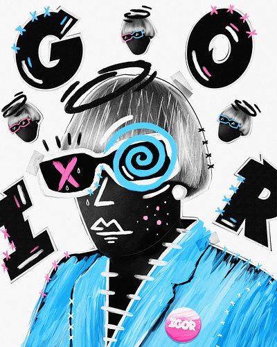 Tyler, The Creator Portrait art design digital collage funky poster print rap retro tyler the creator vintage