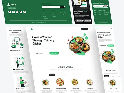 Resip - Cooking SaaS Responsive branding clean cooking design flat hero logo mobile design popular recipe responsive saas ui ui mobile user interface ux web design