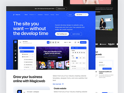 Magicweb - Web Builder Landingpages animation builder component dev tool development drag and drop elementor interaction motion graphics no code page builder product saas squarespace web builder web development website builder website creator website no code websites