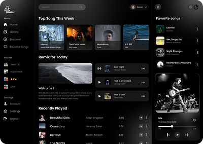 Music Dashboard Web Design branding design graphic design illustration logo typography ui ux vector web design