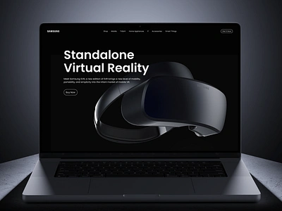 Samsung VR Website Concept ar augmented reality dark dark theme futuristic innovation landing page metaverse minimalist product design product landing page product website samsung tech website technology ui virtual reality vr vr website website