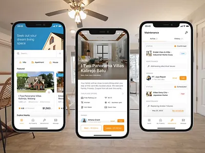 🏡 Stellar • Real Estate App active maintenance business card detail detail villa fatured leasing maintenance maintenance status mobile app design place offer product app property property management re schedule real estate rent renting saas tenants