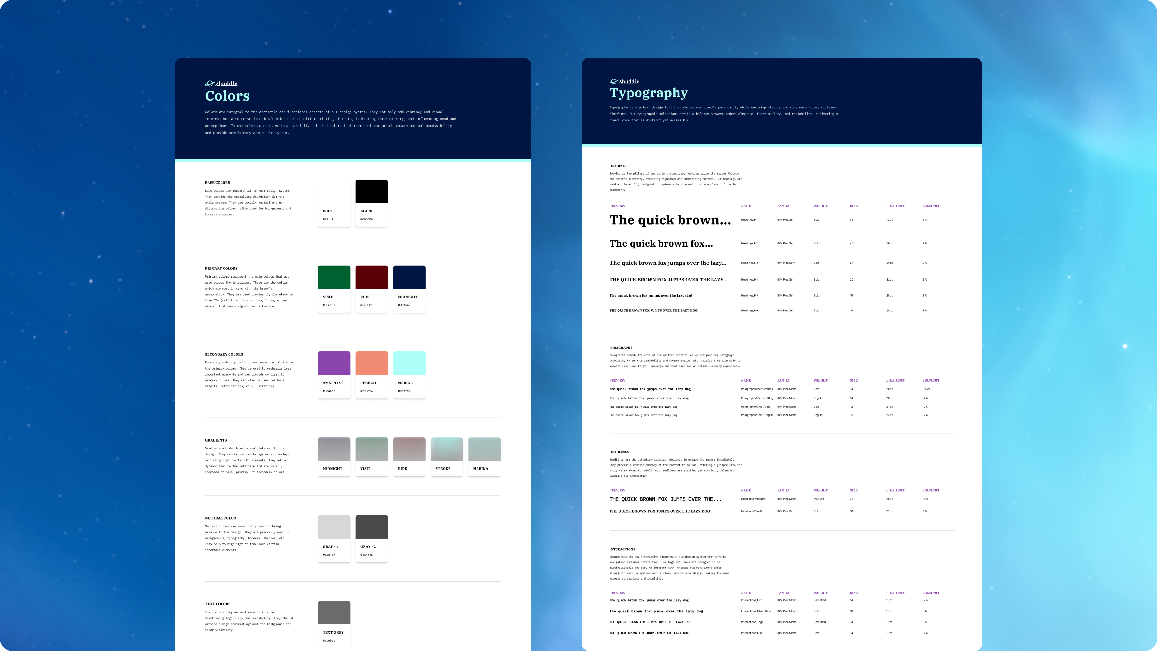 AsteoriDS Design System Pages: Colors and Typography