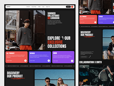 District - Fashion Shop Landing Page brand branding clothing company dark design ecommerce fashion fashion style landing page mockup shirt shop shopping style stylish ui uidesign userinterface web design