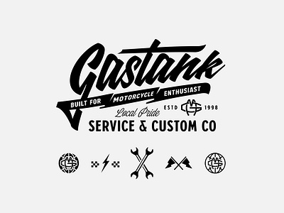 Gastank Motorcycle Branding kit apparel badge design brand design brand identity branding clothing design graphic design illustration logo logo design logotype vector visual brand