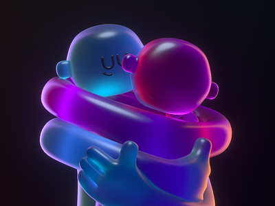 HUG 3d c4d character couple design hug illustration love render vago3d