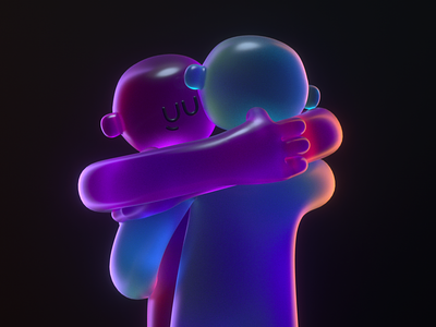 Hug 3d 3dillustration c4d character couple design digitalart hug illustration love render vago3d