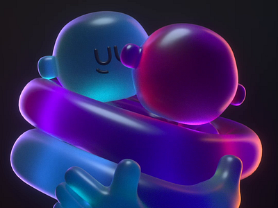 Hug of love 3d animation c4d character couple design digitalart hug illustration love model render vago3d