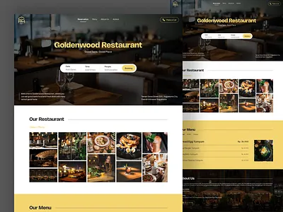 Restaurant Page Design - Modern Look aesthetic best black branding clean collage company dark design landing menu modern page photo restaurant resto trending uiux web yellow