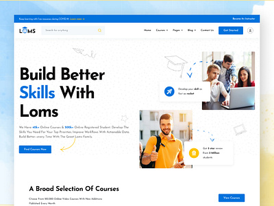 Loms - Education Moodle Theme academy best shot on dribbble creative design education envytheme learning website lms moodle trendy design ui ux web design