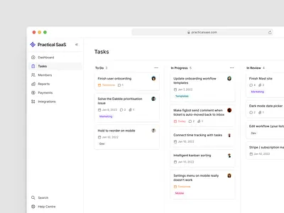 SaaS - Design System app clean dashboard kanban reports saas tasks ui ux web