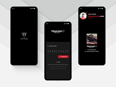 Triumph - For The Ride, B2C App app design b2c clean design interface ui uxui